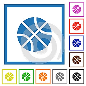 Basketball solid flat framed icons