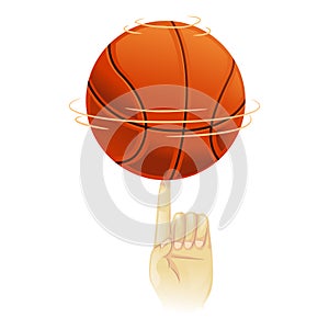Basketball spinning on top of index finger