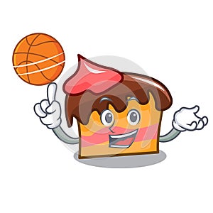 With basketball sponge cake character cartoon