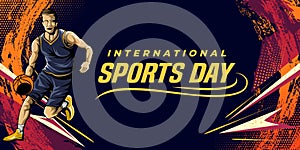 Basketball Sport Background Vector. International Sports Day Banner Background