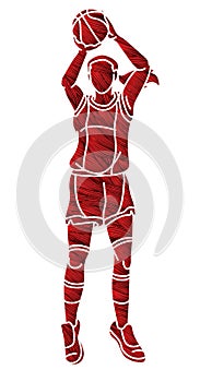 Basketball Sport Female Player Action Cartoon