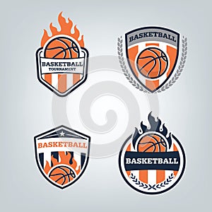 Basketball sport logo design set, vector illustration