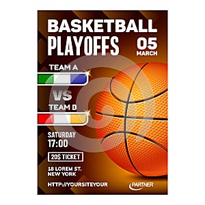 Basketball Sport Playoff Game Flyer Banner Vector photo