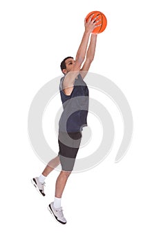 Basketball Sportsman Doing Slam Dank photo