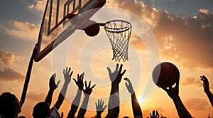 Basketball sunset match