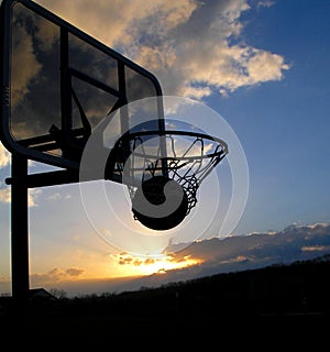 Basketball Sunset Silhouette