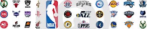 Basketball teams. Logo 2021-2022. Detroit Pistons, NY Knicks, Chicago Bulls, Charlotte Hornets, Washington Wizards, Miami Heat,