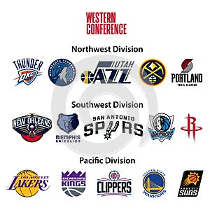 Basketball teams. Western Conference. Northwest, Pacific, Southwest Division. Nba. Utah Jazz, Minnesota Timberwolves, Portland