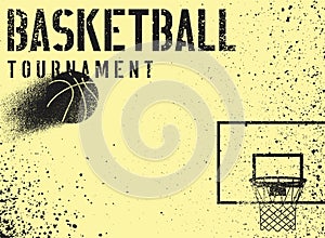 Basketball tournament typographical vintage grunge style poster design. Retro vector illustration.