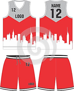 Basketball Uniform jersey shorts Custom Designs Front and back view sports uniforms Mock ups Templates illustrations