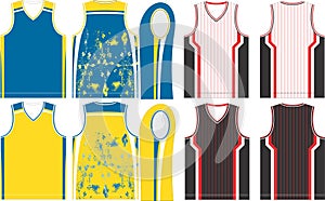 Basketball Uniform Jerseys Front and Back View Mock ups Templates