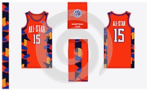 Basketball uniform mockup template design. Basketball jersey, basketball shorts in front, back, side view. Basketball logo design.