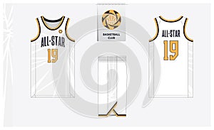 Basketball uniform mockup template design. Basketball jersey, basketball shorts in front, back, side view. Basketball logo design.