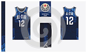 Basketball uniform mockup template design. Basketball jersey, basketball shorts in front and back view. Basketball logo design.