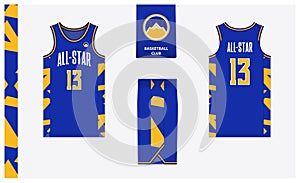 Basketball uniform mockup template design. Basketball jersey, basketball shorts in front and back view. Basketball logo design.