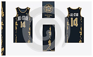 Basketball uniform mockup template design. Basketball jersey, basketball shorts in front and back view. Basketball logo design.