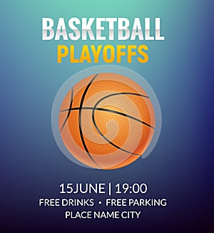 Basketball vector tournament background. Basketball court arena game poster. Banner realistic design basket template