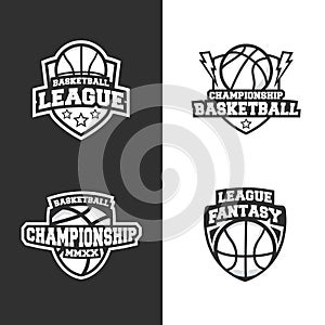 Basketball vintage logo templates isolated on white and black background.