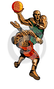 Basketballer dunking blocking