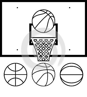 vector basketballs and backboard photo