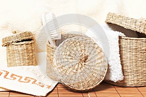 Baskets with bath accessories