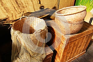 Baskets and fishing net