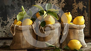 Baskets of Fresh Lemons