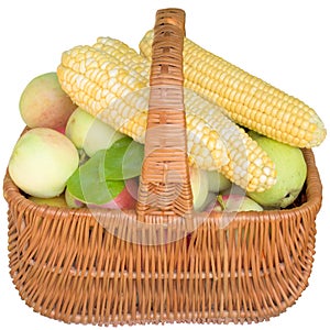 Baskets with fruit and vegetables.