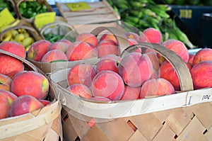Baskets of Peaches Closeup