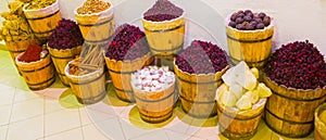 Baskets with spicery on east bazaar