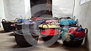 Baskets with thread, colorful