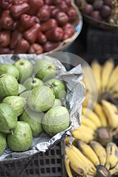 Baskets with a variety of exotic fruits