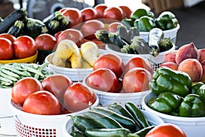 Baskets of Vegetables at Farmers Market