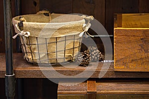 Baskets and wooden cases