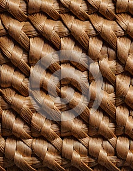 Basketweave Fabric Texture Displaying Rich Brown Tones, Generative AI