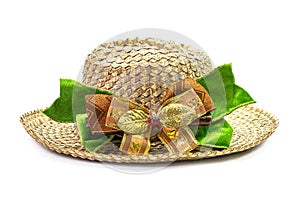 Basketwork hat with bow