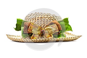 Basketwork hat with bow