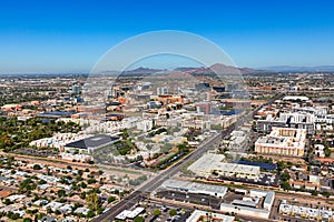 Basking in sunshine an aerial perspective of the Tempe, Arizona Skyline