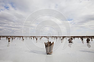 Baskunchak salt lake landscape