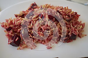Basmati rice with beetroots