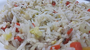 Basmati Rice Pulao or pulav with Peas, or vegetable rice photo