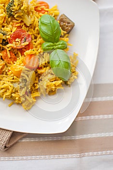 Basmati rice with vegetables and chicken