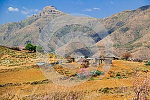 A Basotho vilage in the Highlands of Maluti Mountains