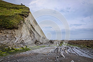 Basque Coast Geopark at Sakoneta beach, Guipuzcoa, Spain, Europe