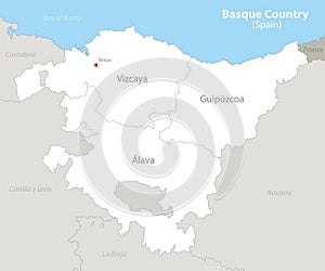 Basque Country Spain map, neighboring states and provinces with names