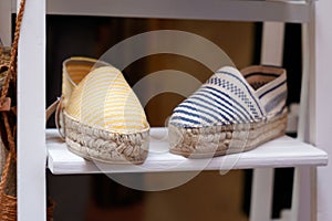 Basque sandal espadrille cotton in market shop in the street basque country