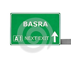 BASRA road sign isolated on white photo