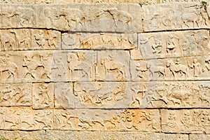 Basrelief artwork of Royal Enclosure temple at Hampi