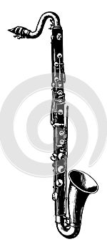 Bass Clarinet, vintage illustration