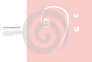 Bass clef  hand drawn musical symbol on a pink background. Vector template design with text and F clef